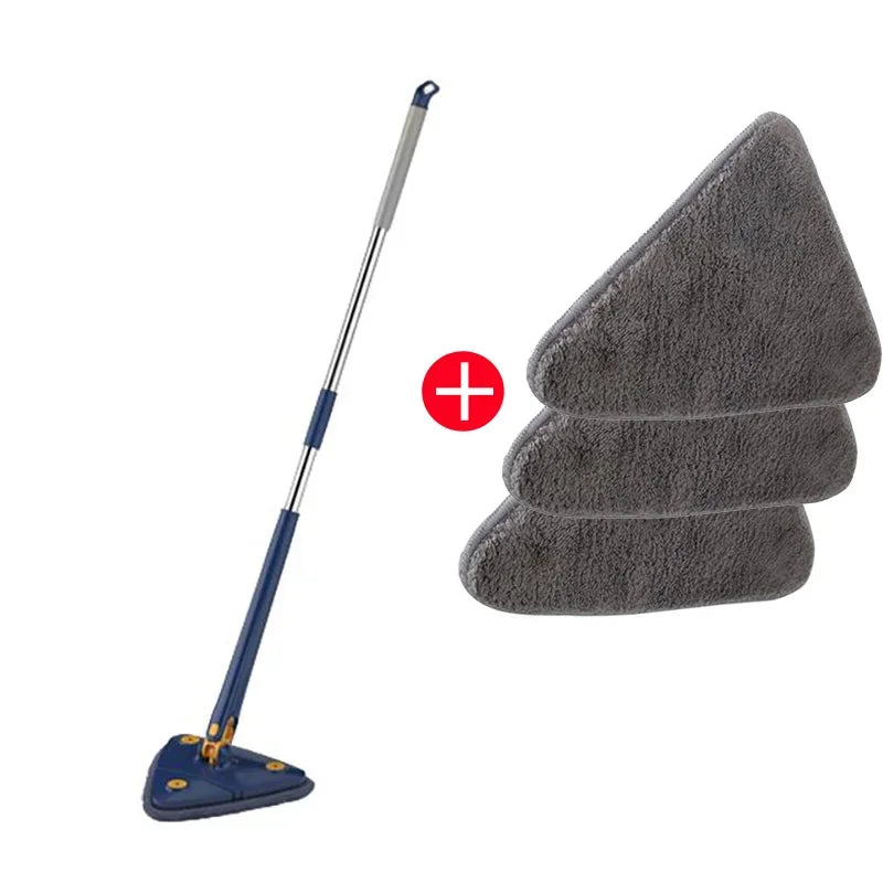 Triangular Mop Clean Tiles Extendable Triangle 360° Swivel Mop Floor Cleaning Squeeze Mops Self-spin Wall Ceiling Cleaning Tools