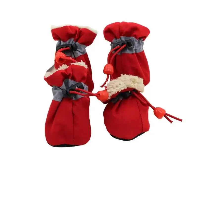Scarpe 4pcs/set Waterproof Antiskid Puppy Shoes Winter Warm Plus Velvet Anti-slip Rain Snow Boots For Small Dog Cats Snow Socks