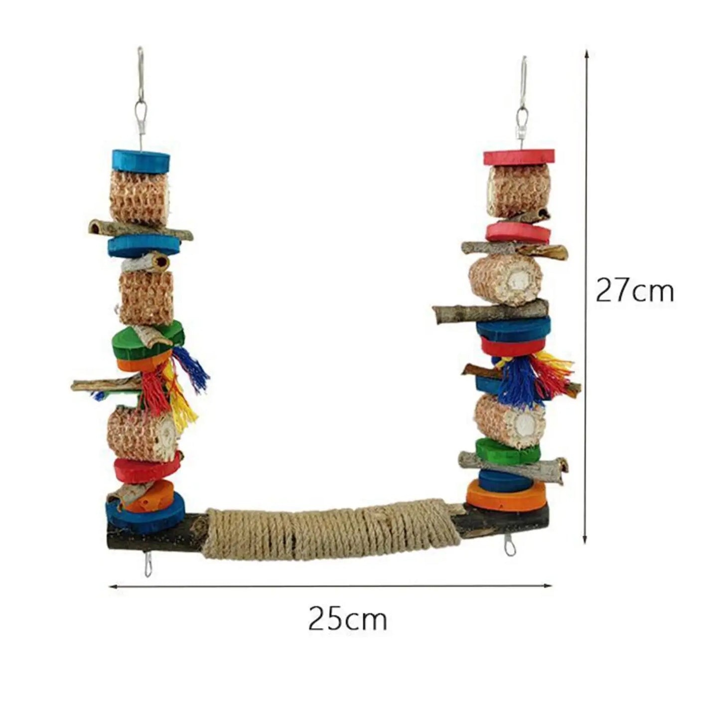 Posatoio Bird Swing Stand Bird Toy Bird Perch Colorful Cage Hanging Toys Parrot Toy Cage Swing Wooden Perch for Parakeet Finch