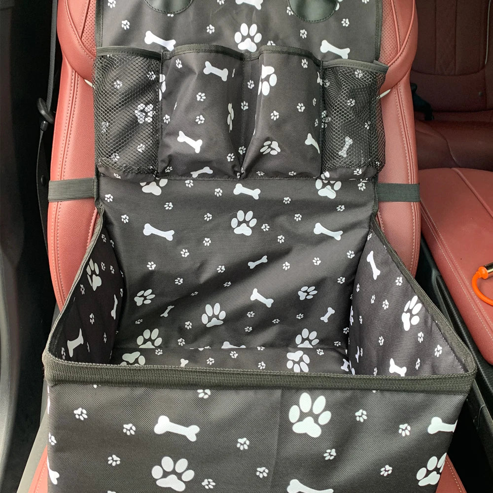 Seggiolino auto per cani con tasche portaoggetti, sedile anteriore per auto durevole antigraffio per animali domestici per cani di piccola taglia e media