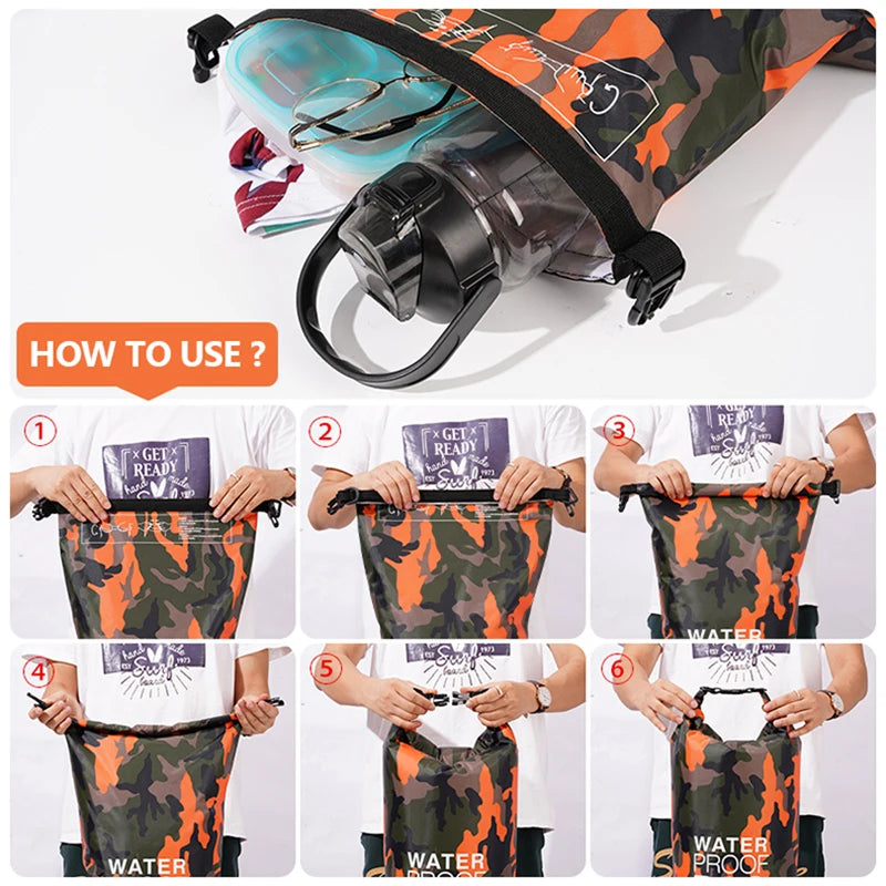 01-Zaino impermeabile 15/30L con tasca asciutta-bagnata | Kayak e trekking