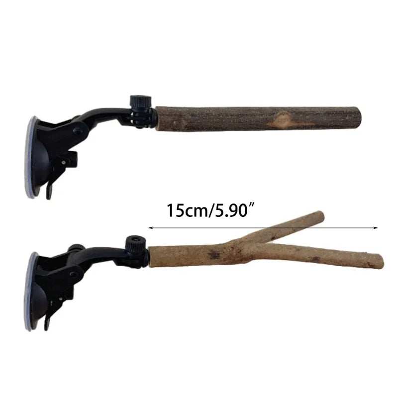 Posatoio new Parrot Perch Birdcage Accessories Perches Stand Wood Perch Suction Cup Bird Toy