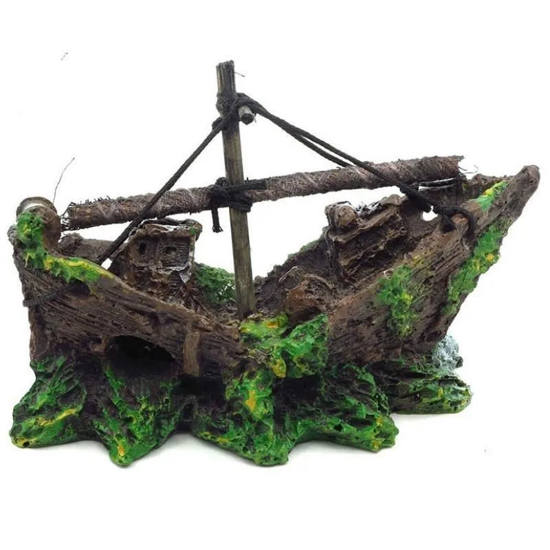 1PC Aquarium Fish Tank Landscape landscaping Pirate Wreck Ship Decor Resin Boat Ornament Accessories Decoration