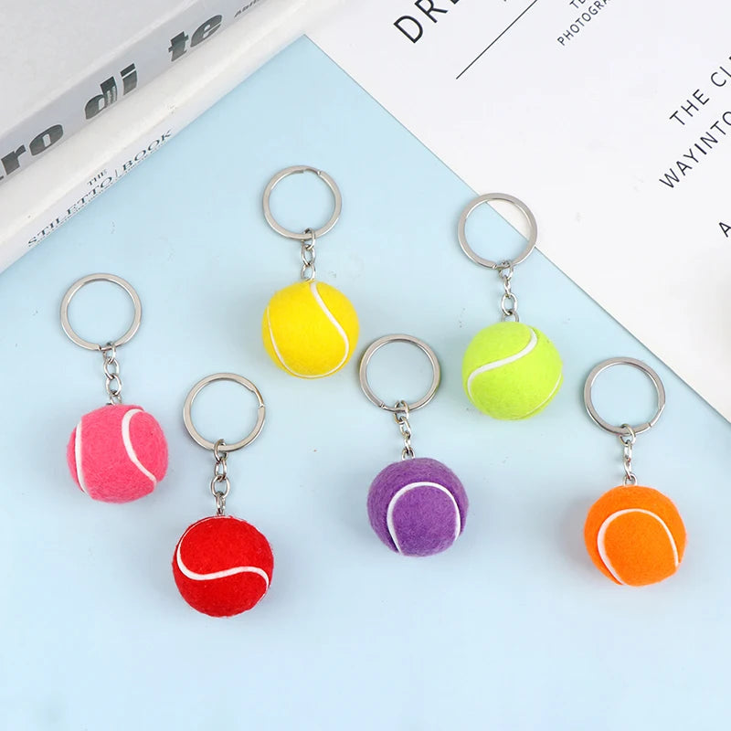 1PC Tennis Ball Key Chain Metal Keychain Car Key Chain Key Ring sports chain pendant Sport Ball Club Souvenir Teenager Fan Gift