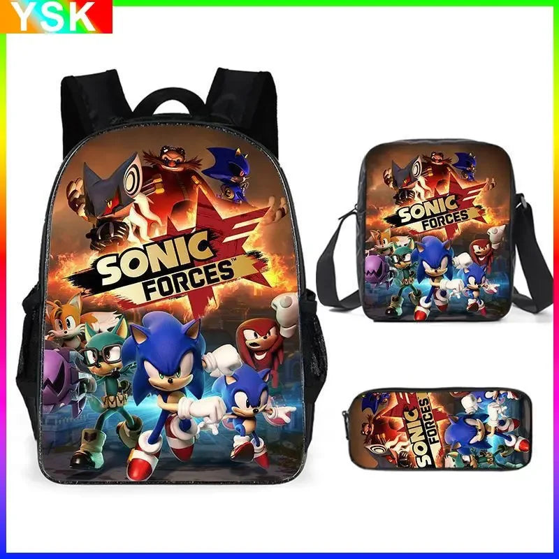 01-Set Zaino Sonic Cartoon Anime adatto per la scuola