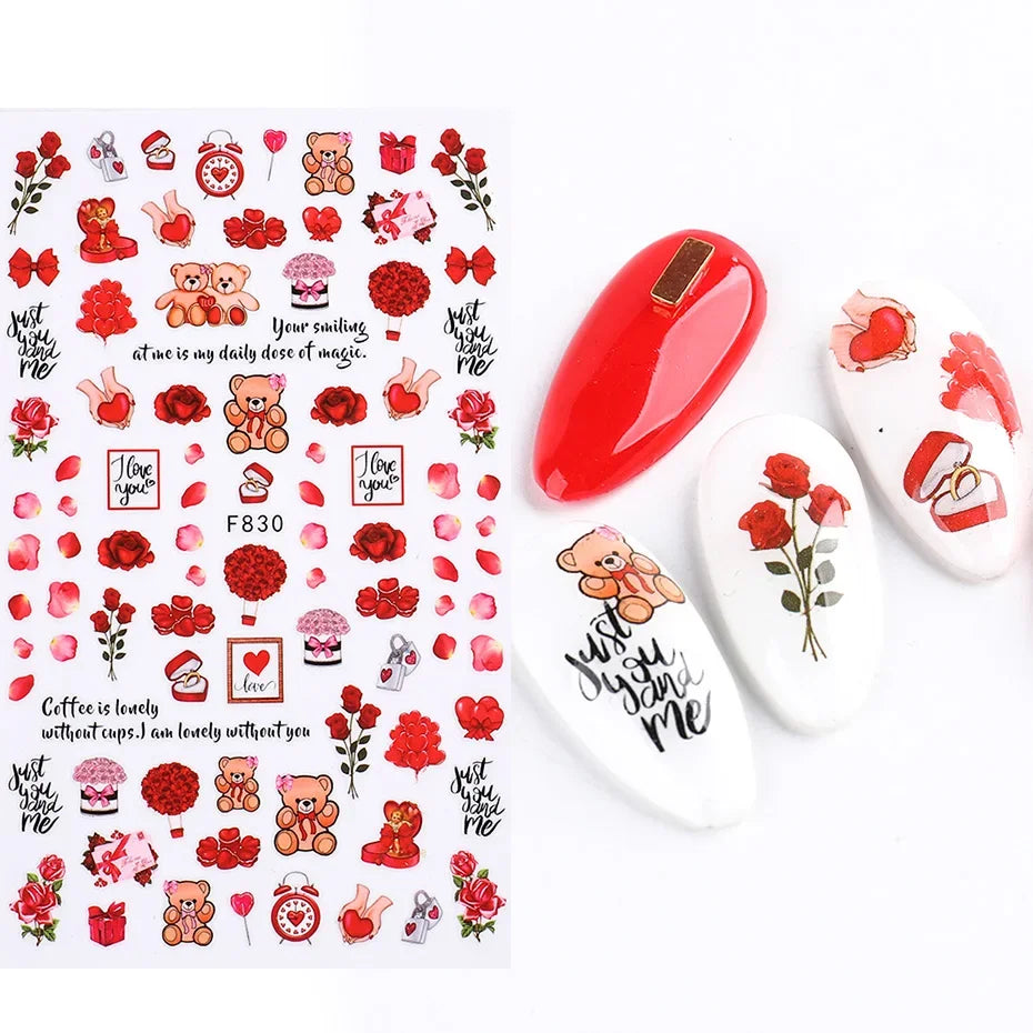 Winter Christmas Nail Sticker Snowflake Magpie Bird 3D Slider Leaf Halloween New Year Design Decoration Manicure 2023 Trend Foil