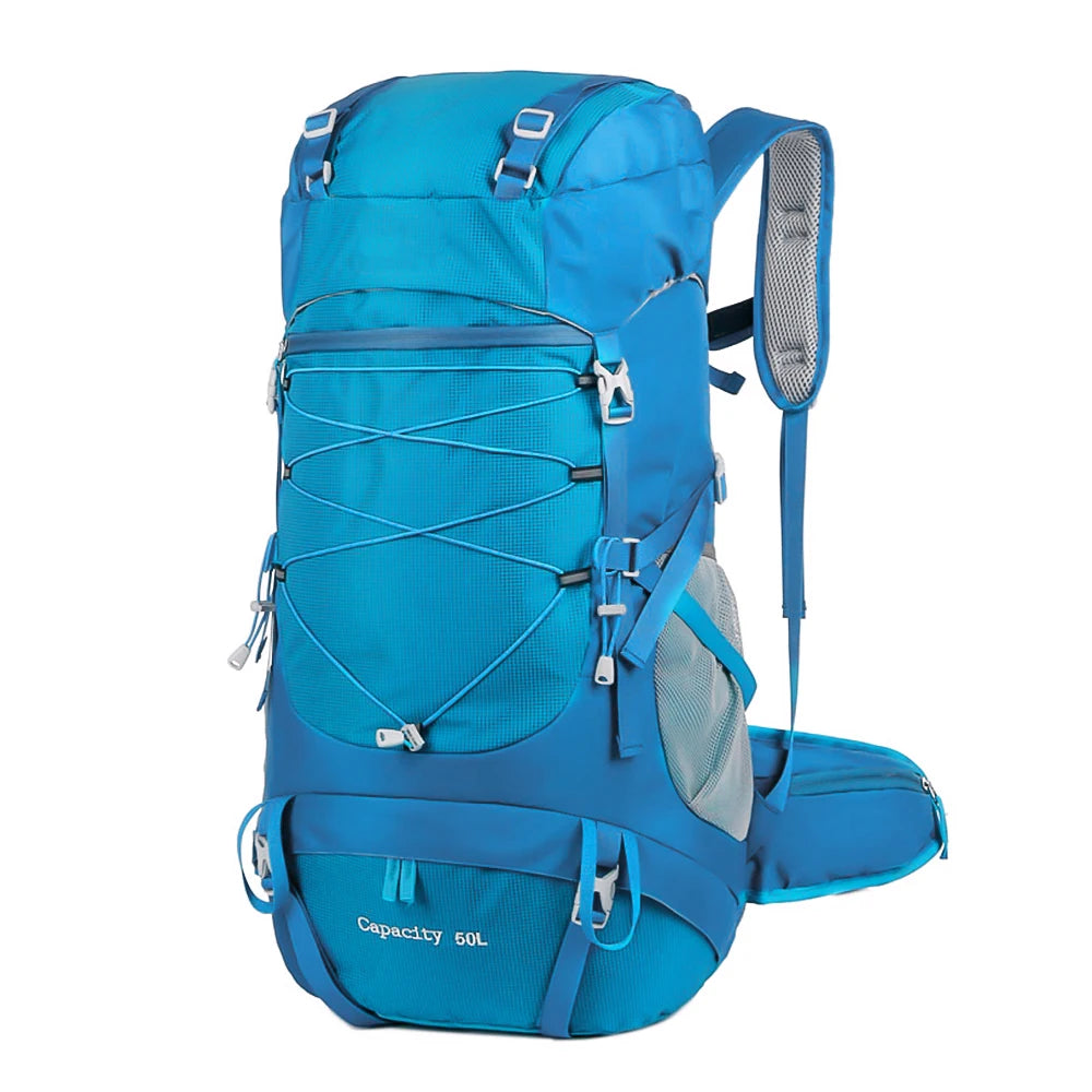 01-Zaino da trekking da 50 litri con copertura antipioggia.