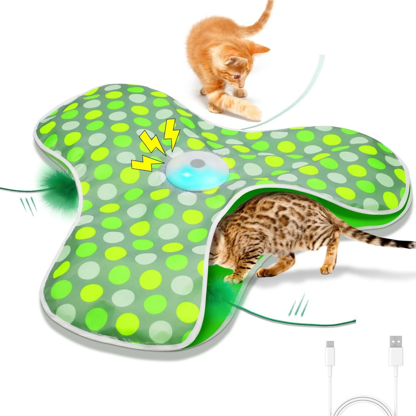 001-Giocattolo interattivo per gatti con topino e piume in movimento