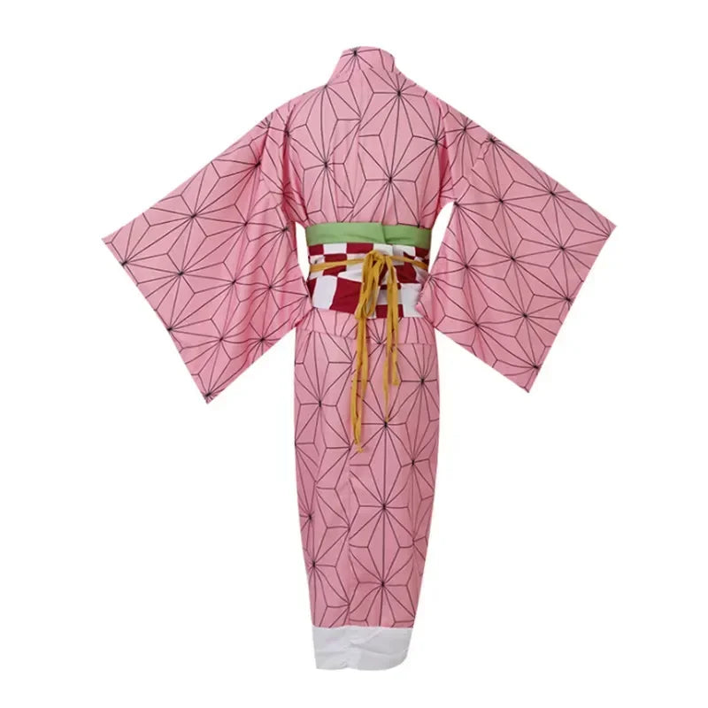 90-Demon Slayer Nezuko Kamado Cosplay Kimono Donna Halloween