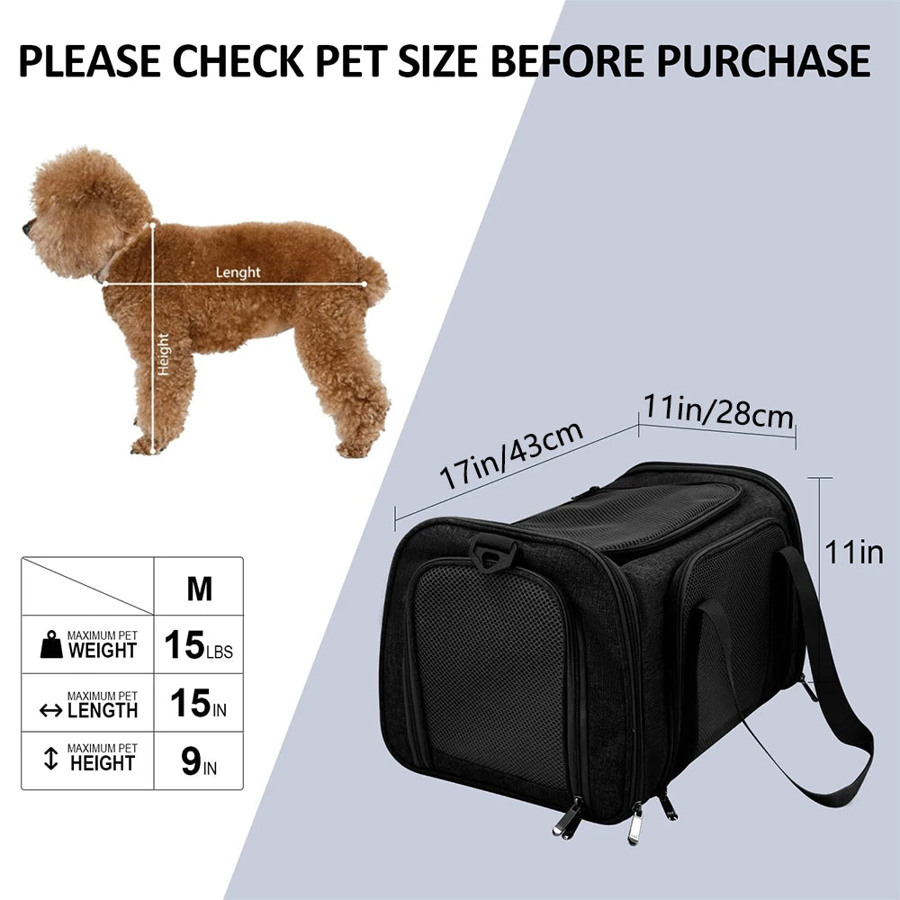 Trasportini Dog Carrier Bag Soft Side Backpack Pet Carriers Travel Bags Airline Approved Transport For Cats Puppies up to 15 Lbs Outgoing