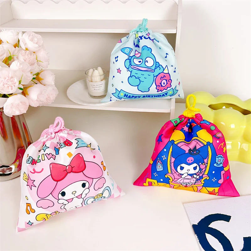 01-Borsa con coulisse Sanrio Cute Kuromi My Melody Cinnamoroll stile giapponese