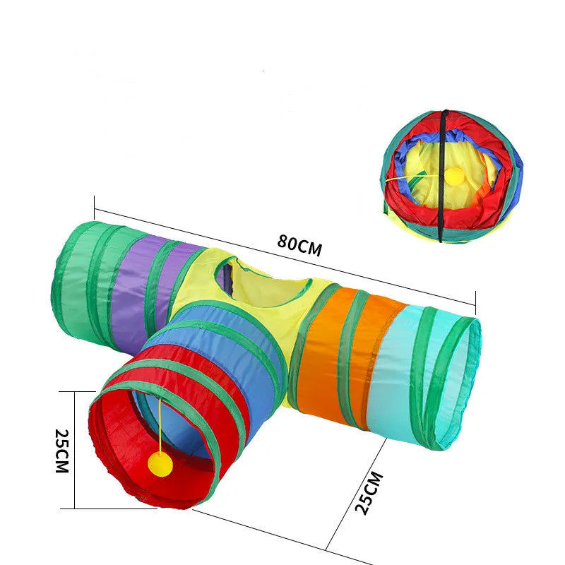 Practical Cat Tunnel Pet Tube Collapsible Play Toy rainbow Tunnel Indoor Outdoor Kitty Puppy Toys for Puzzle Exercising Hiding