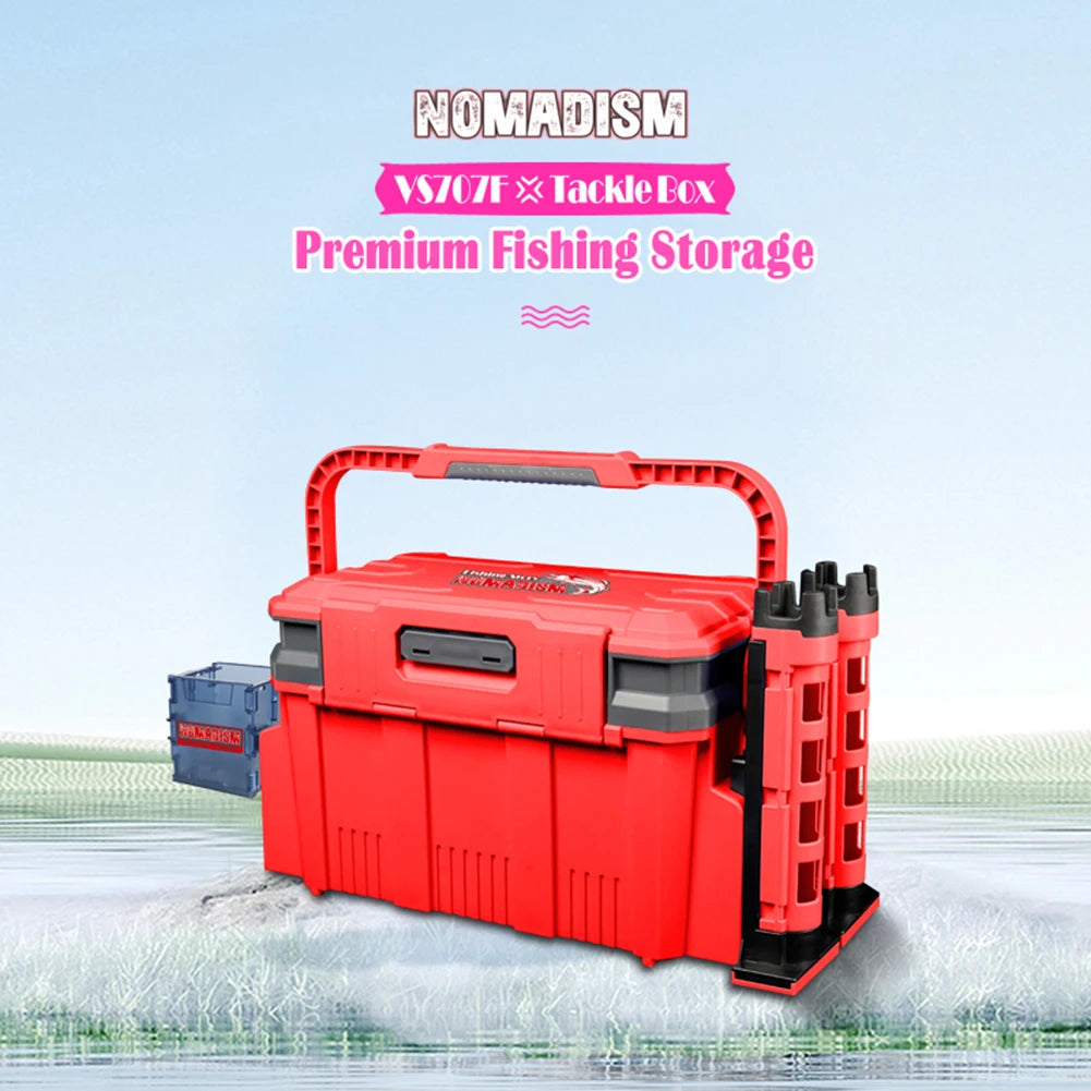 19.5L Fishing Tackle Box Multifunction Fishing Box Large Capacity Stand Rod Holder Cup Holder Storage Box Fishing Accessories