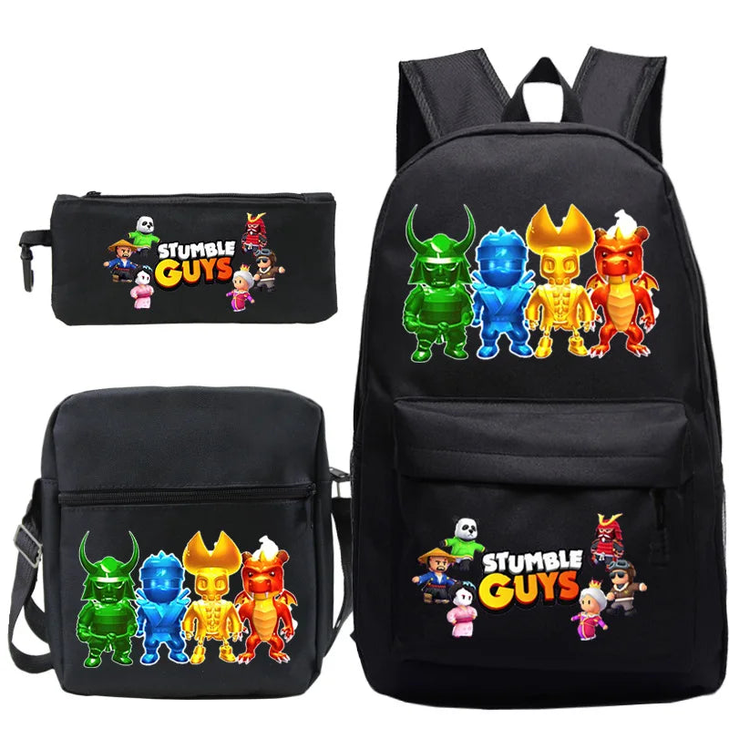 01-π Stumble Guys Zaino 3 pezzi β Scuola e tempo libero