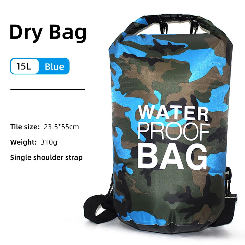 01-Zaino impermeabile 15/30L con tasca asciutta-bagnata | Kayak e trekking