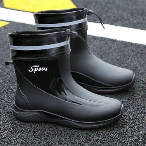 Stivali Winter Outdoors Rain Boots Mens Short Tube Outdoor Special Non-Slip Waterproof Velvet Warm Rubber Shoes Fishing Men's Rain Boots