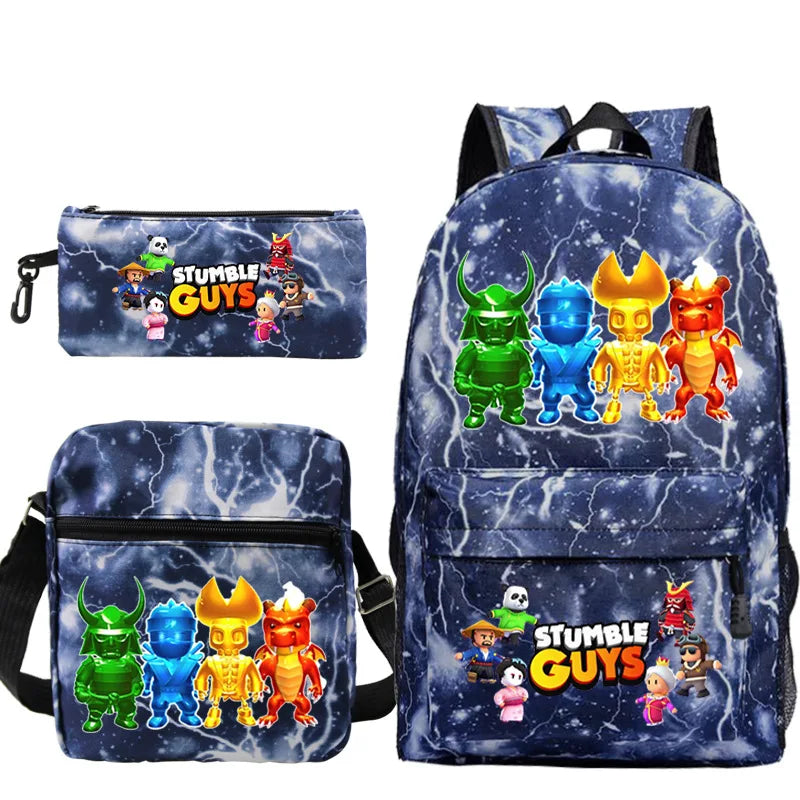 01-π Stumble Guys Zaino 3 pezzi β Scuola e tempo libero