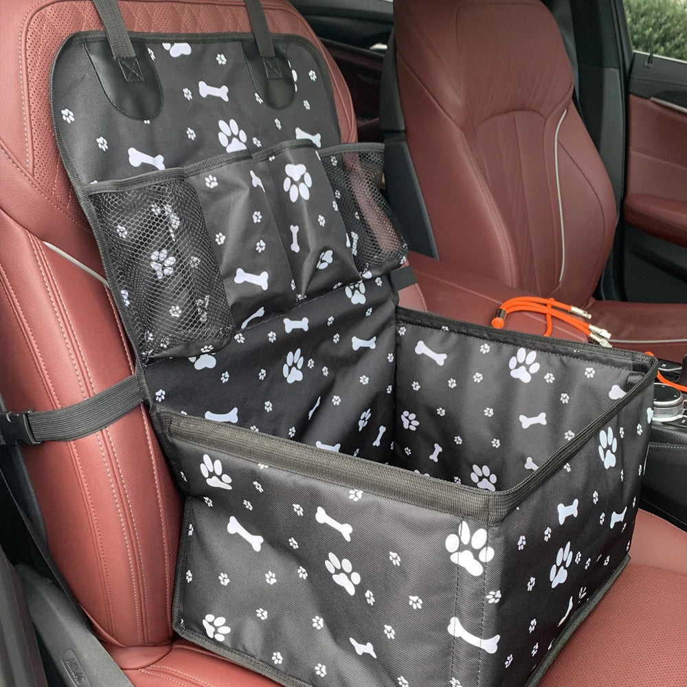Seggiolino auto per cani con tasche portaoggetti, sedile anteriore per auto durevole antigraffio per animali domestici per cani di piccola taglia e media