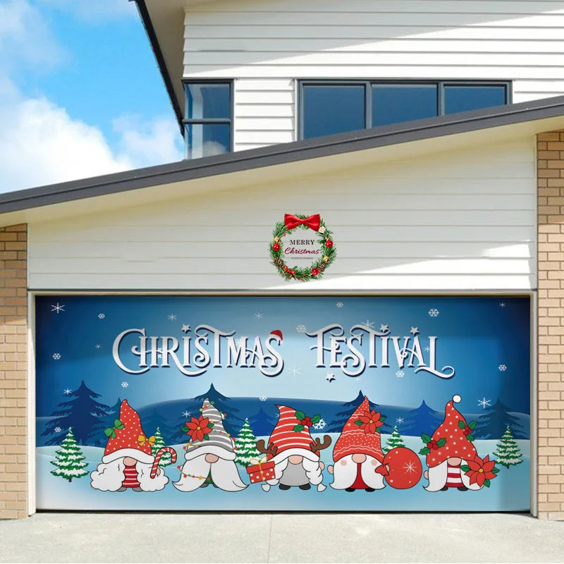 Umi Christmas Garage Door Cover Banner Large Christmas Background Hanging Garage Door Room Multi purpose Decor Christmas Poster