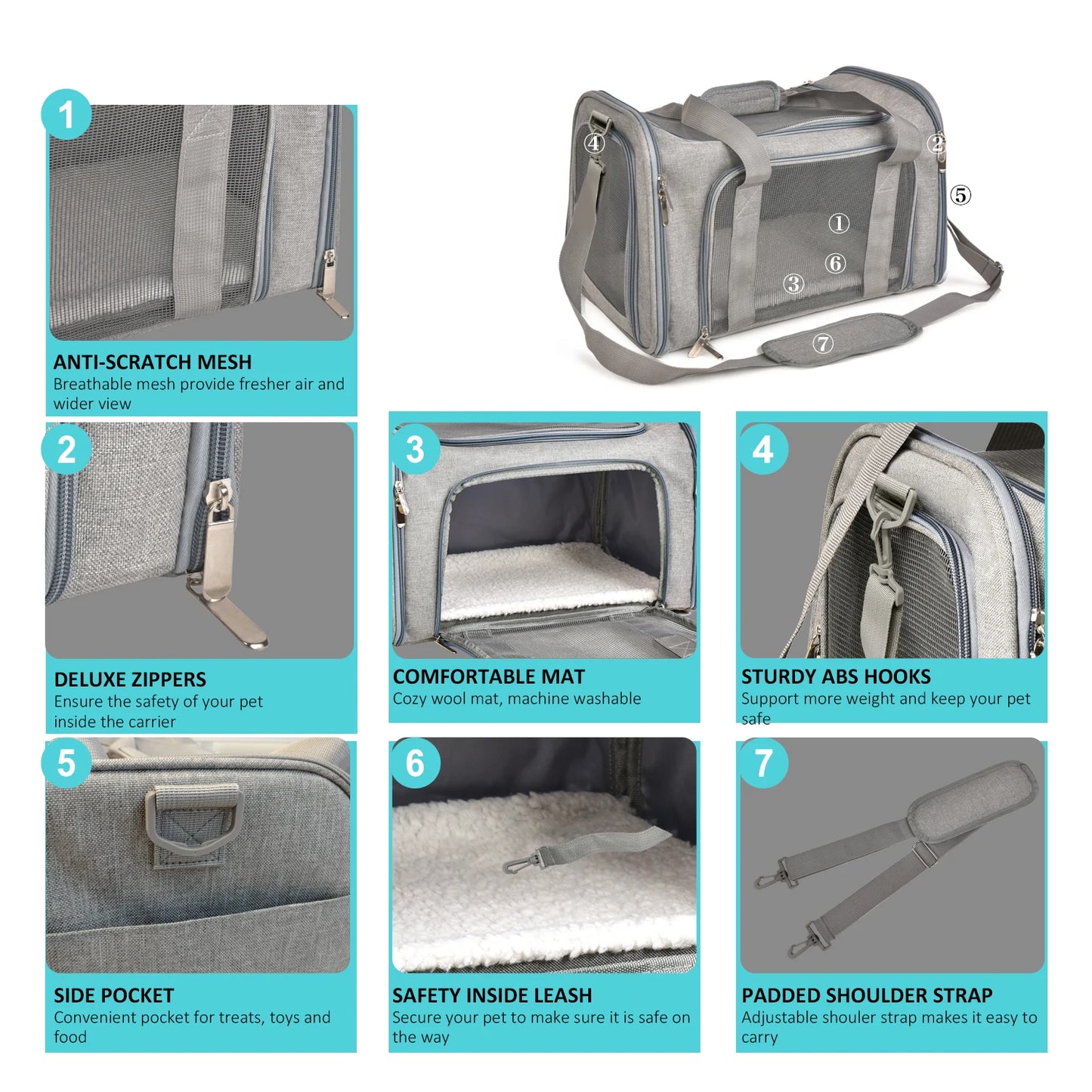 Trasportino Dog Carrier Bag Soft Side Backpack Cat Pet Carriers Dog Travel Bags Airline Approved Transport For Small Dogs Cats Outgoing