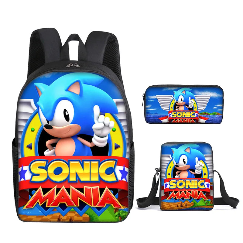 01-Set Zaino Sonic Cartoon Anime adatto per la scuola