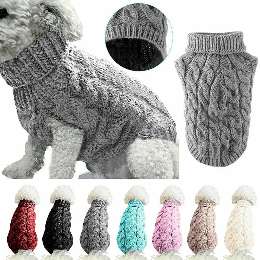 Vestiti New Pet Small Pet Dog Clothes Sweater Fashion Autumn Winter Solid Fried Dough Twists Knitting Warm Comfort Clothing