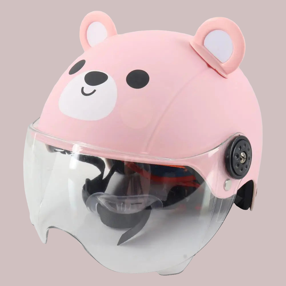 50-Casco per bambini regolabile – Design orsetto, sicurezza bici e skate