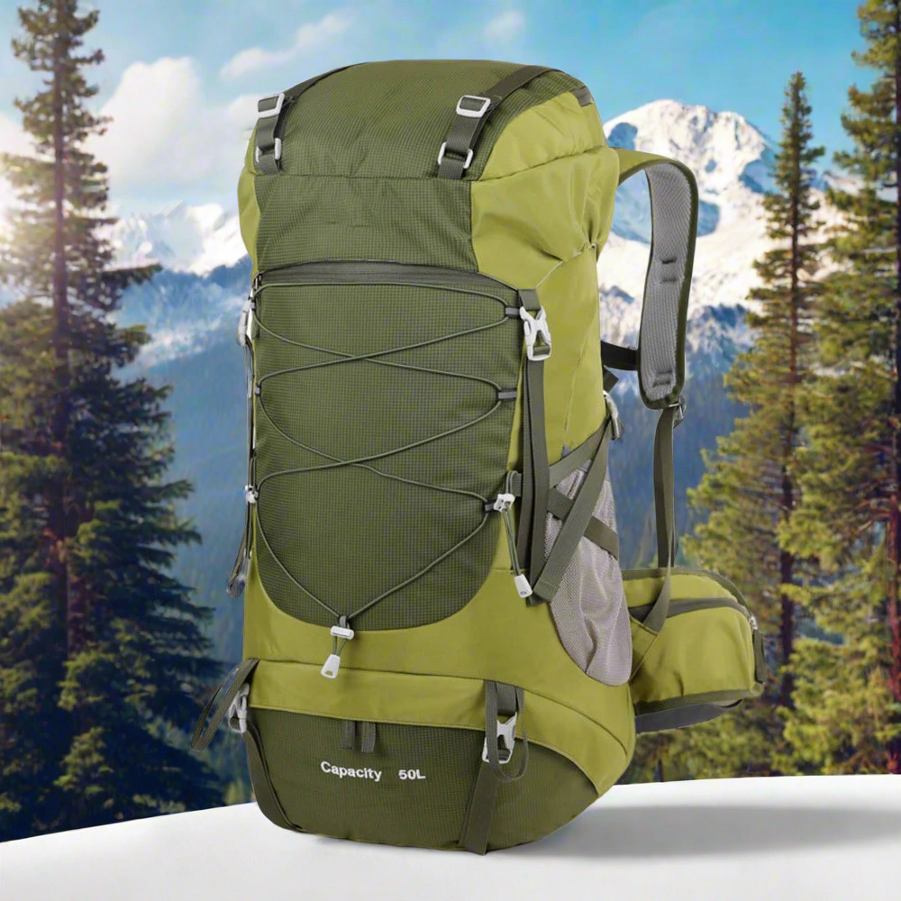 01-Zaino da trekking da 50 litri con copertura antipioggia.