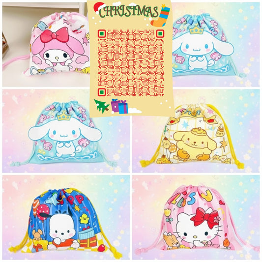 001-Borsa con coulisse Sanrio Cute Kuromi My Melody Cinnamoroll stile giapponese