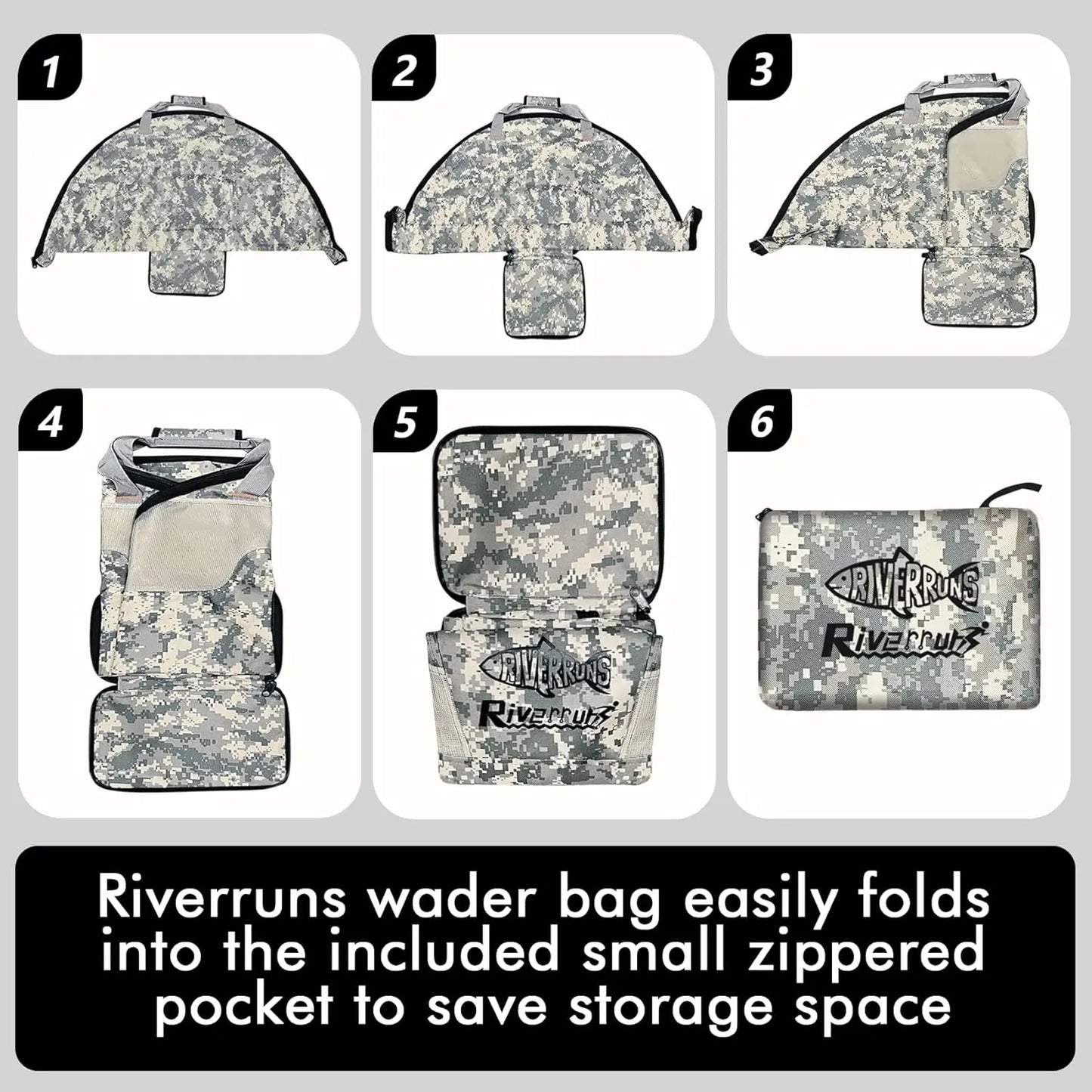Tenda Fishing Hunting Wader Bag with Vented Mesh Large Capacity Portable Foldable Waders Boots Bag Fly Fishing Backpack for Fishing