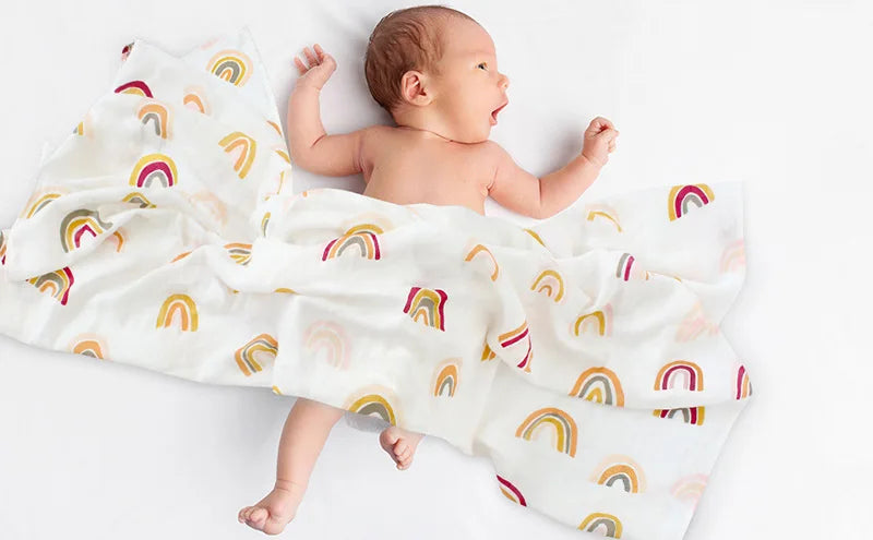 Teddy Bear Muslin Swaddle Baby Blanket Super Soft 70% Bamboo 30% Organic Cotton 2 Layers Infant Baby Swaddle Wrap Blanket