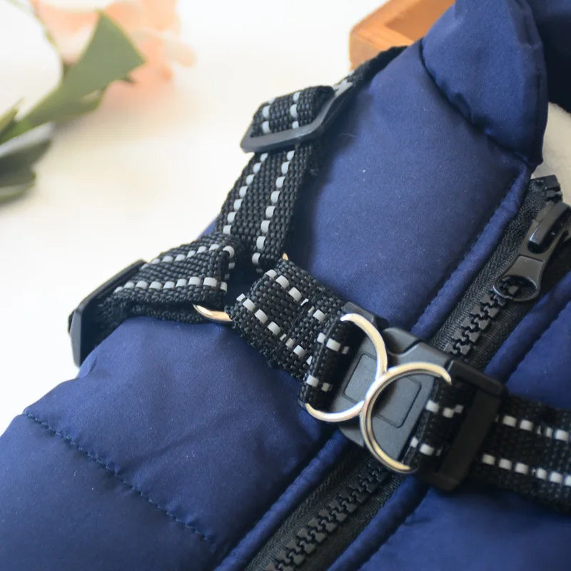 Pet Dog Jacket With Harness Winter Warm Dog Clothes For Labrador Waterproof Small Dog Coat Chihuahua French Bulldog Outfits