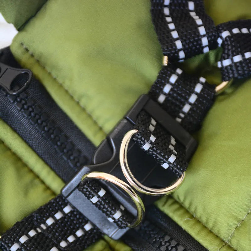 Pet Dog Jacket With Harness Winter Warm Dog Clothes For Labrador Waterproof Small Dog Coat Chihuahua French Bulldog Outfits