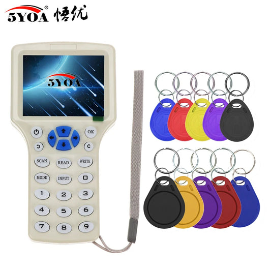 RFID Copier Writer Readers Duplicator 125KHz 13.56MHz USB Programmer NFC Smart 10 Frequency Key fob Cards Reader UID Decoder