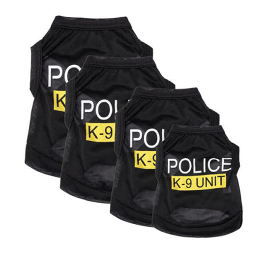 Vestiti Police Suit Cosplay Dog Clothes Black Elastic Vest Puppy T-Shirt Coat Accessories Apparel Costumes  Pet Clothes for Dogs Cats