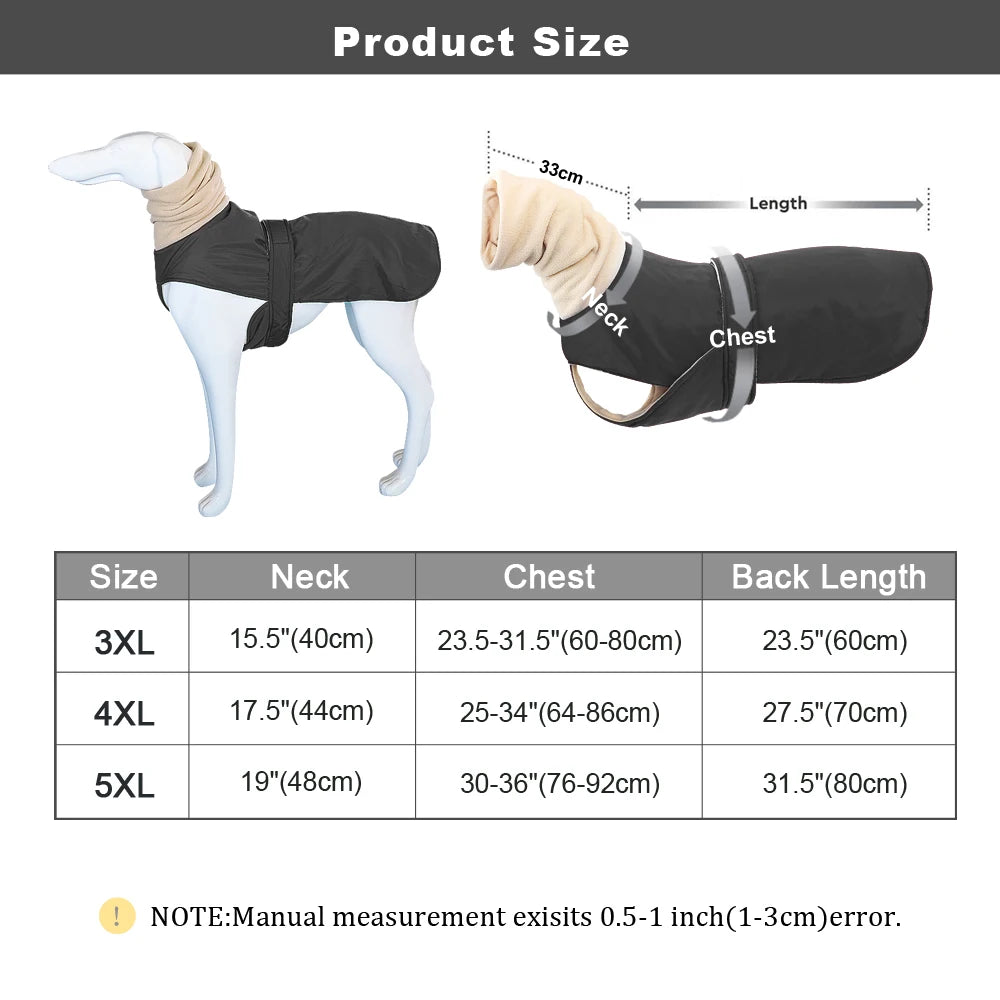 Winter Warm Pet Dog Clothes Waterproof Dog Jacket For Medium Large Dogs Thick Dogs Clothing Coat Greyhound Wolfhound Shepherd
