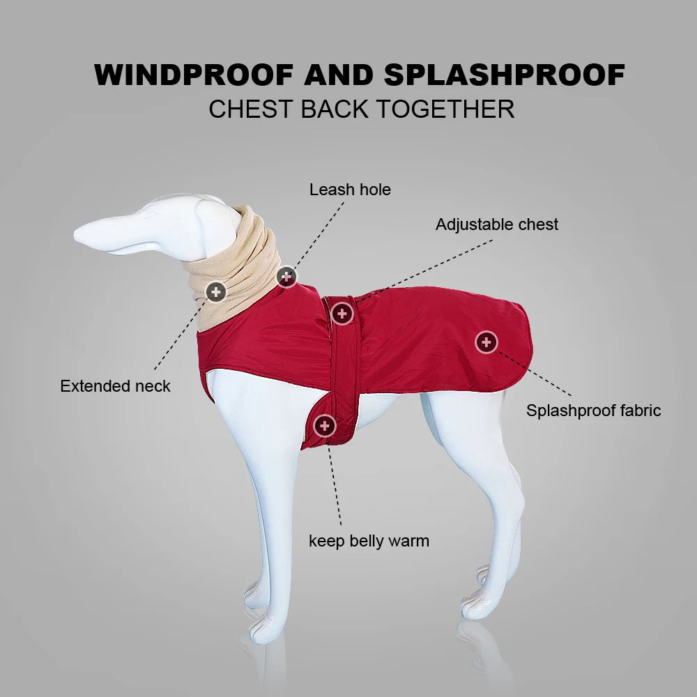 Winter Warm Pet Dog Clothes Waterproof Dog Jacket For Medium Large Dogs Thick Dogs Clothing Coat Greyhound Wolfhound Shepherd