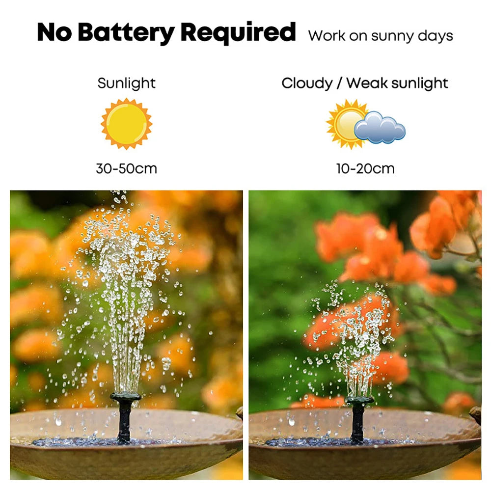 Mini Solar Water Fountain Pool Pond Waterfall Fountain Garden Decoration Outdoor Bird Bath Solar Powered Fountain Floating Water