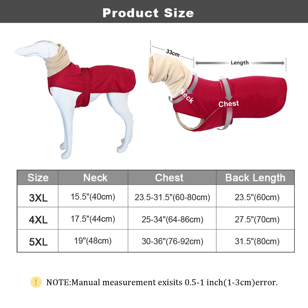 Winter Warm Pet Dog Clothes Waterproof Dog Jacket For Medium Large Dogs Thick Dogs Clothing Coat Greyhound Wolfhound Shepherd
