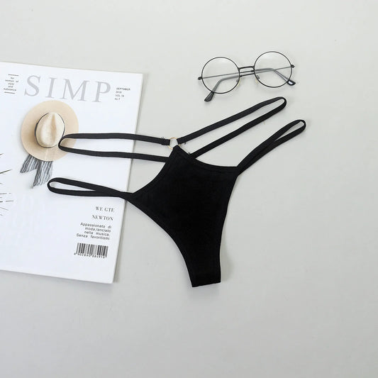 Sexy Lingerie Women Panties Bandage Briefs Female T back Thong Underwear Soft Comfortable Briefs Hollow Out Solid Panties