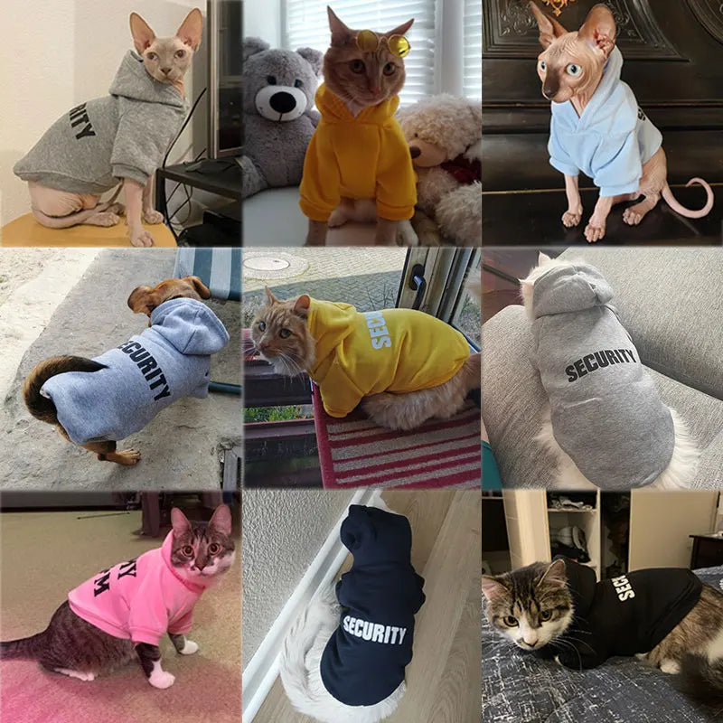 Vestiti Security Cat Clothes Pet Cat Coats Jacket Hoodies For Cats Outfit Warm Pet Clothing Rabbit Animals Pet Costume For Small Dogs