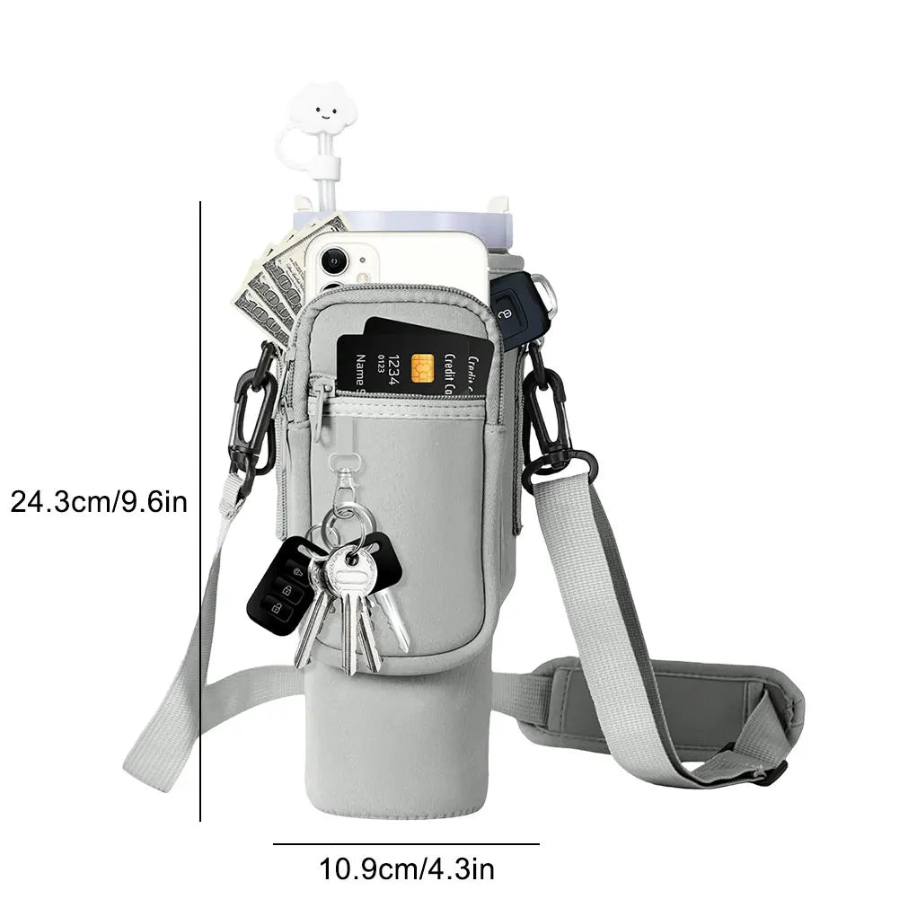 Water Bottle Case Cover Bag With Adjustable Shoulder Strap For Stanley Quencher Cup Sleeve Neoprene Bottle Holder Pouch