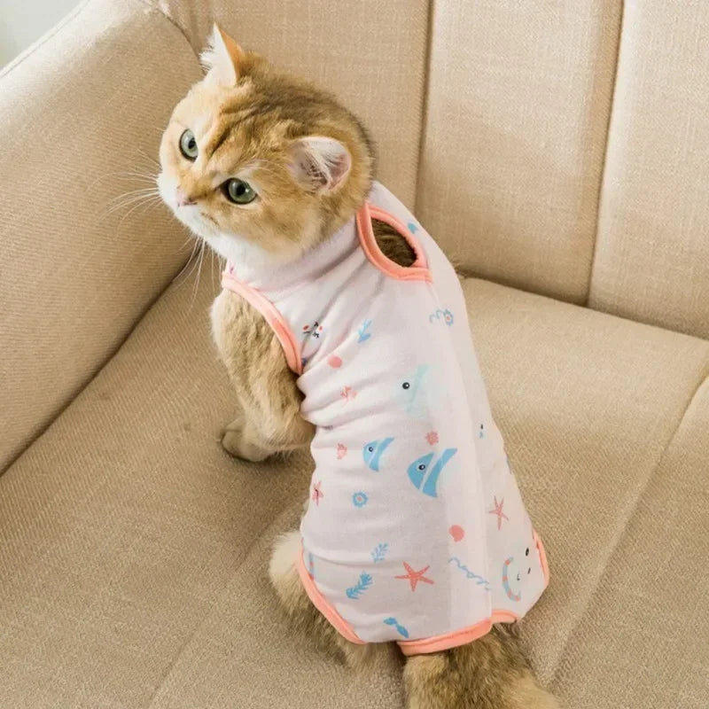 Vestiti Pet Cat Clothes Breathable Jumpsuits Clothing Dog Wound Anti-mite Sterilization Surgical Recovery  Anti Licking Wounds Suits