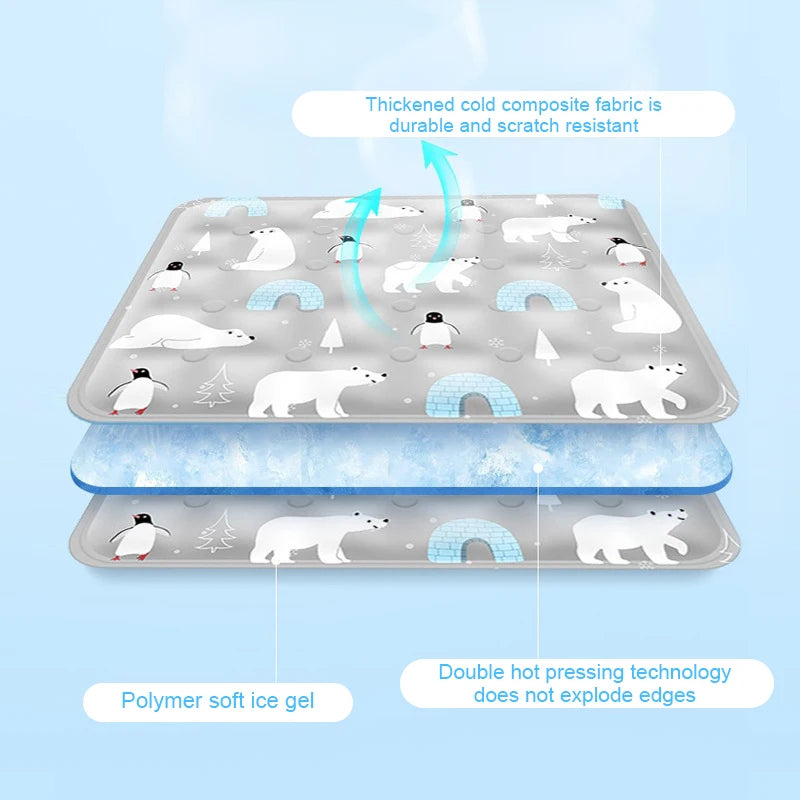 Summer Pet Cooling Mat Breathable Ice Blanket for Dogs Cats Pets Sleep Cold Bed Washable Ice Silk Pads Cushion Pet Accessories