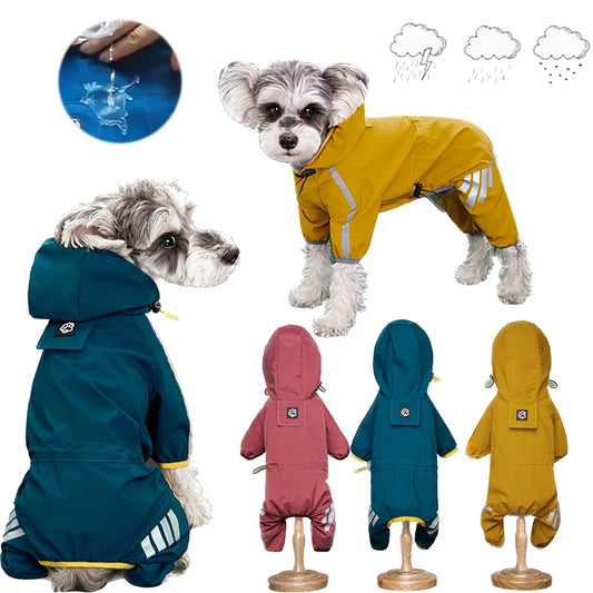 Waterproof Pet Clothes PU Dog Raincoat with Hood for Small Medium Dogs Cats Jacket Chihuahua Hoodie Poodle Pug Jumpsuit Outfits