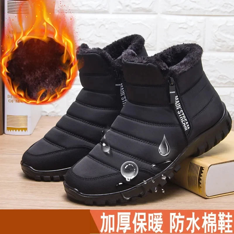 Stivali Winter men's snow boots, double zippered waterproof shoes rain boots fishing Winter Warm Boots men's boots