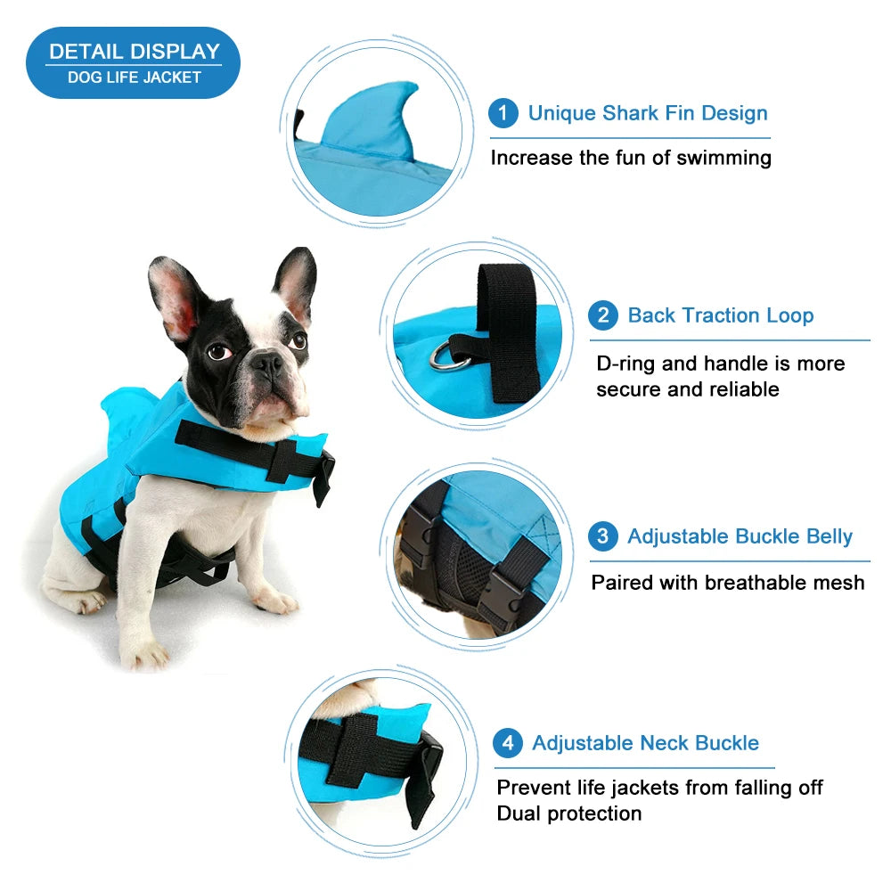 03-Life Jacket per Cani – Look da Squalo, Sicurezza Garantita.