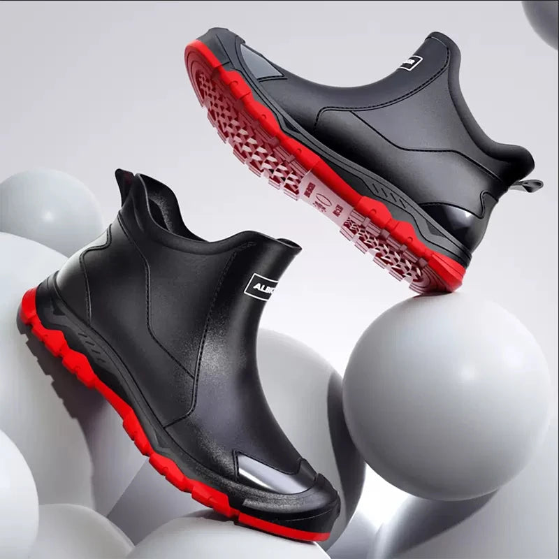 Stivali da pesca New Men's Deck Boots Fishing Boots Waterproof Rain Boots Slip On Neoprene Shoes Men's Gardening Fishing  Boating Camping Sailing