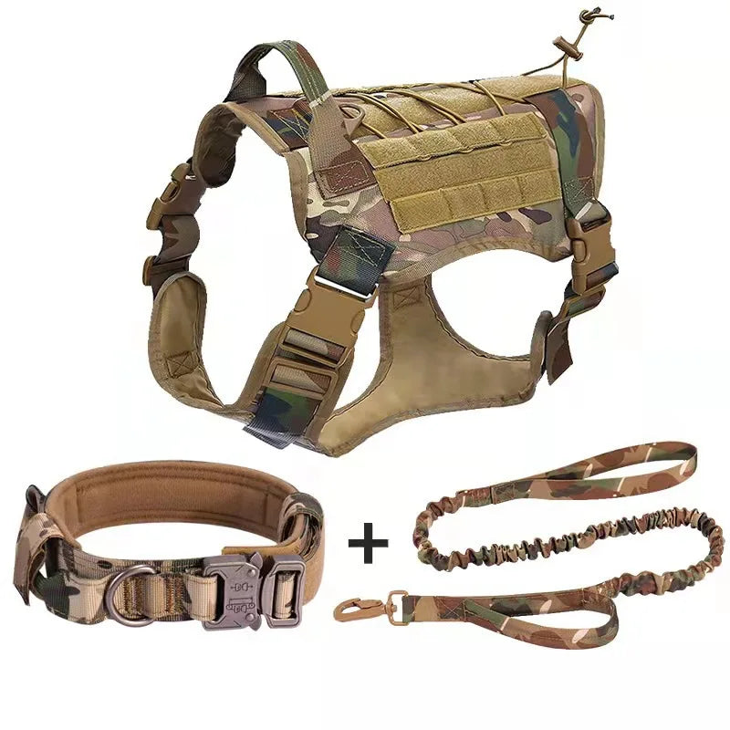 Tactical Dog Harness Military Pet German Shepherd  Pet Training Vest Dog Harness and Leash Set for Small Medium Large Dogs