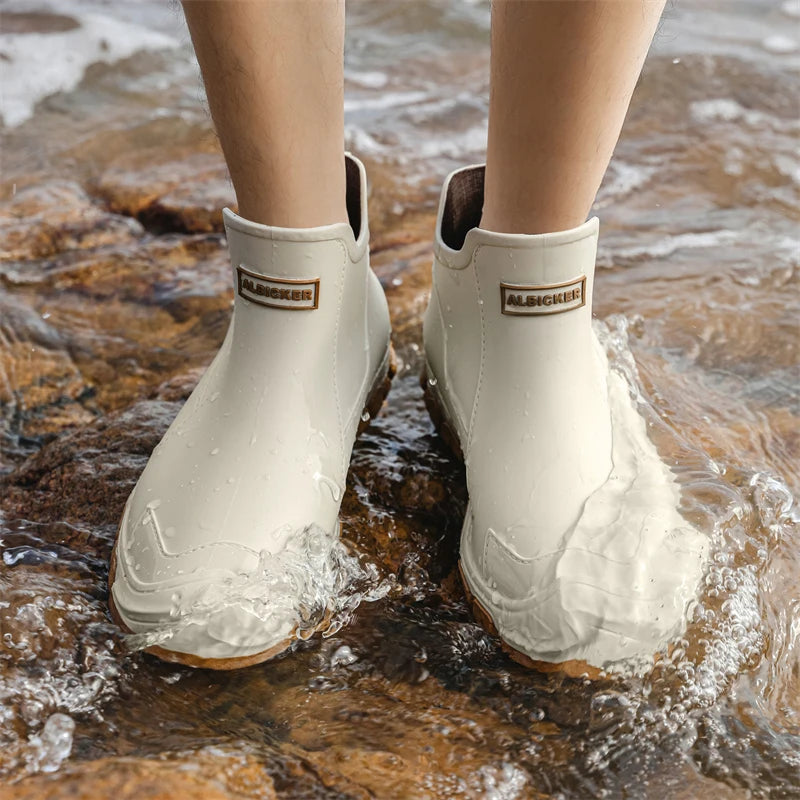 Stivali da pesca New Men's Deck Boots Fishing Boots Waterproof Rain Boots Slip On Neoprene Shoes Men's Gardening Fishing  Boating Camping Sailing